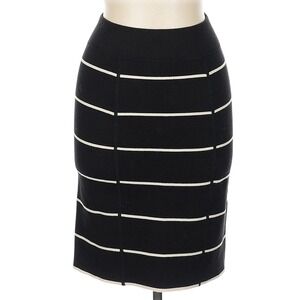 A.L.C. Womens Striped Knit Stretch Pencil Skirt Black XS